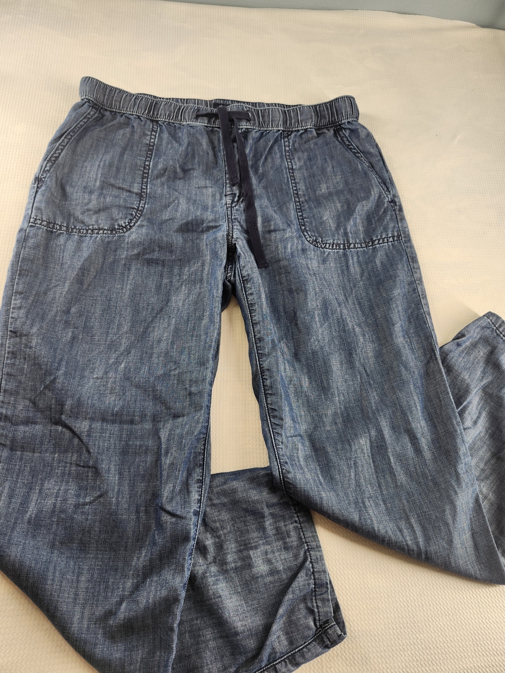 Tommy Hilfiger Women's Blue Chambray Straight  Relaxed Elastic Drawstring 6